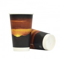 16oz double wall paper coffee cups with lid with customized