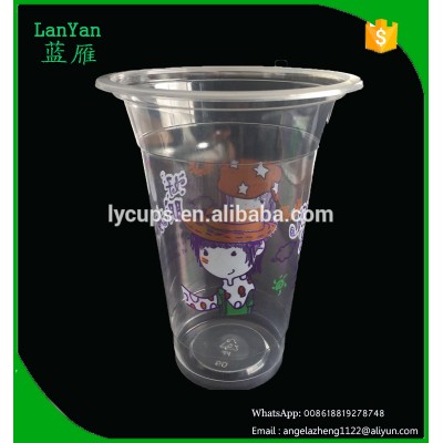 16oz disposable PP plastic cups with lids and straws